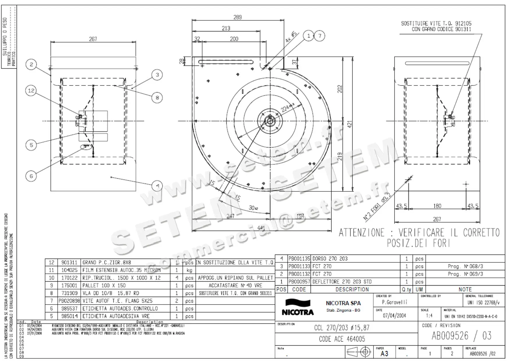 4624509045-ENSEMBLE VOLUTE/TURBINE NICOTRA CCL270/203 15.87 *AB009526/03* 2