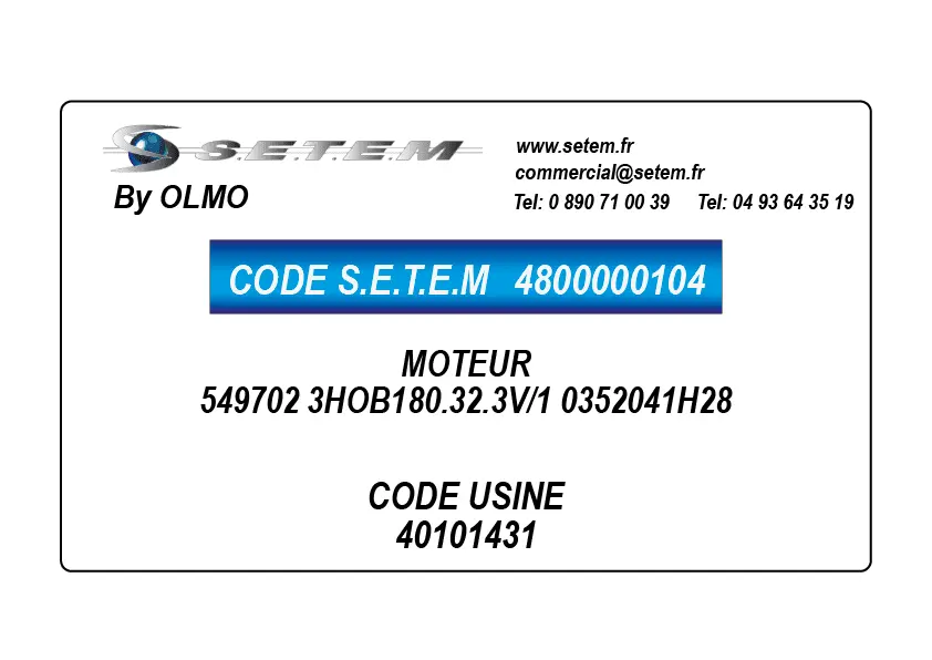 4800000104-MOTEUR OLMO 549702 3HOB180.32.3V/1 "0352041H28" *40101431*