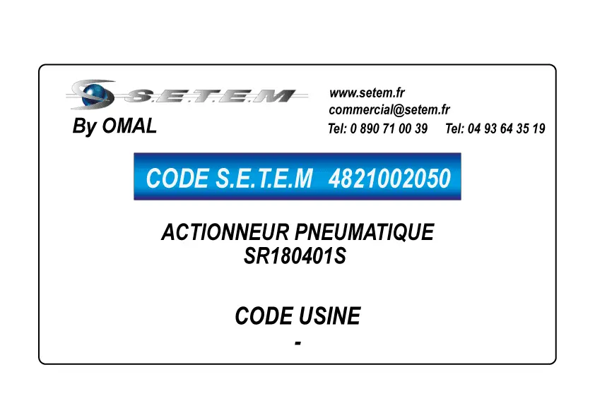 4821002050-ACTIONNEUR PNEUMATIQUE SR180401S OMAL