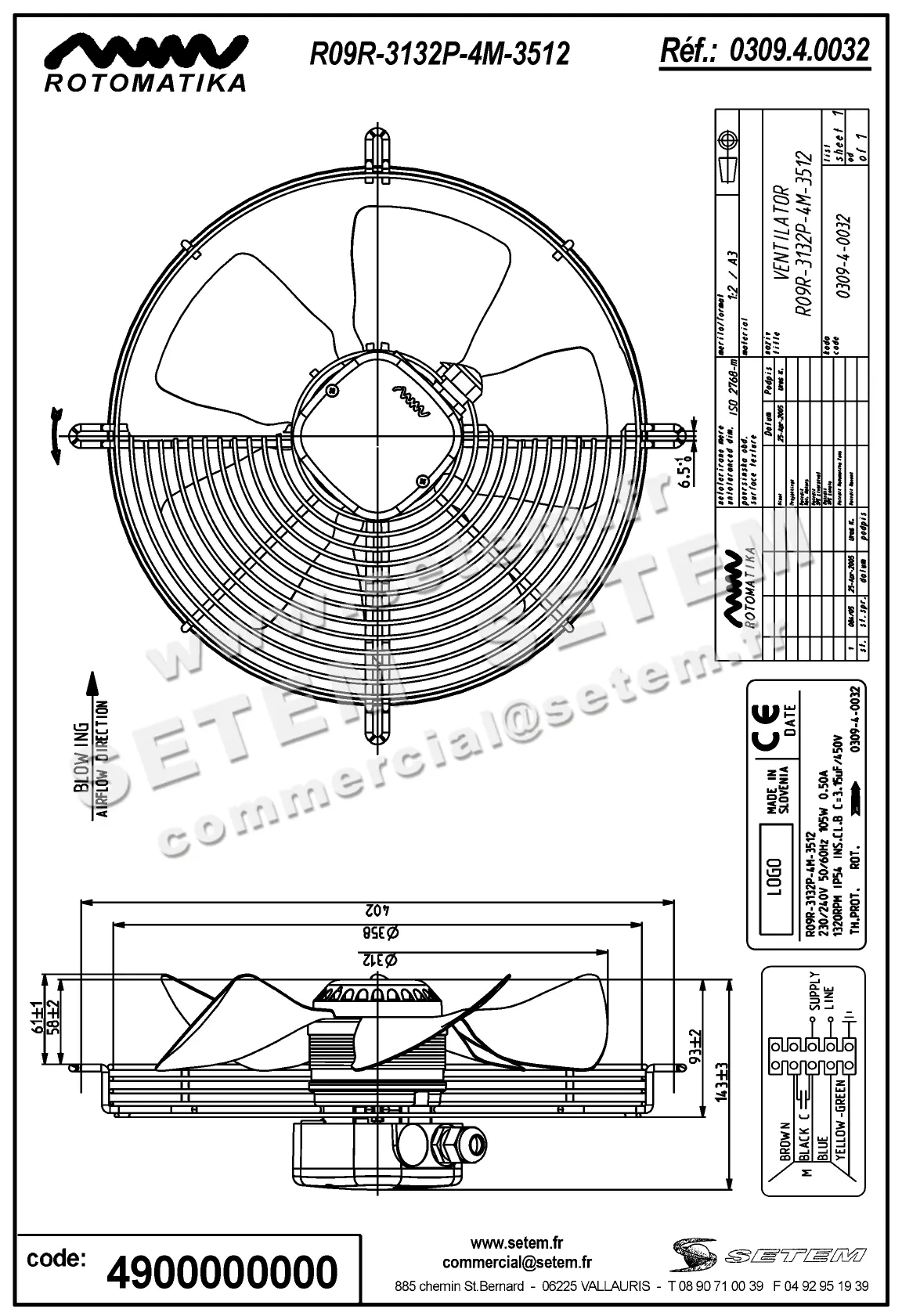 4900000000-VENTILATEUR HF R09R.3132P.4M.3512 *0309.4.0032*