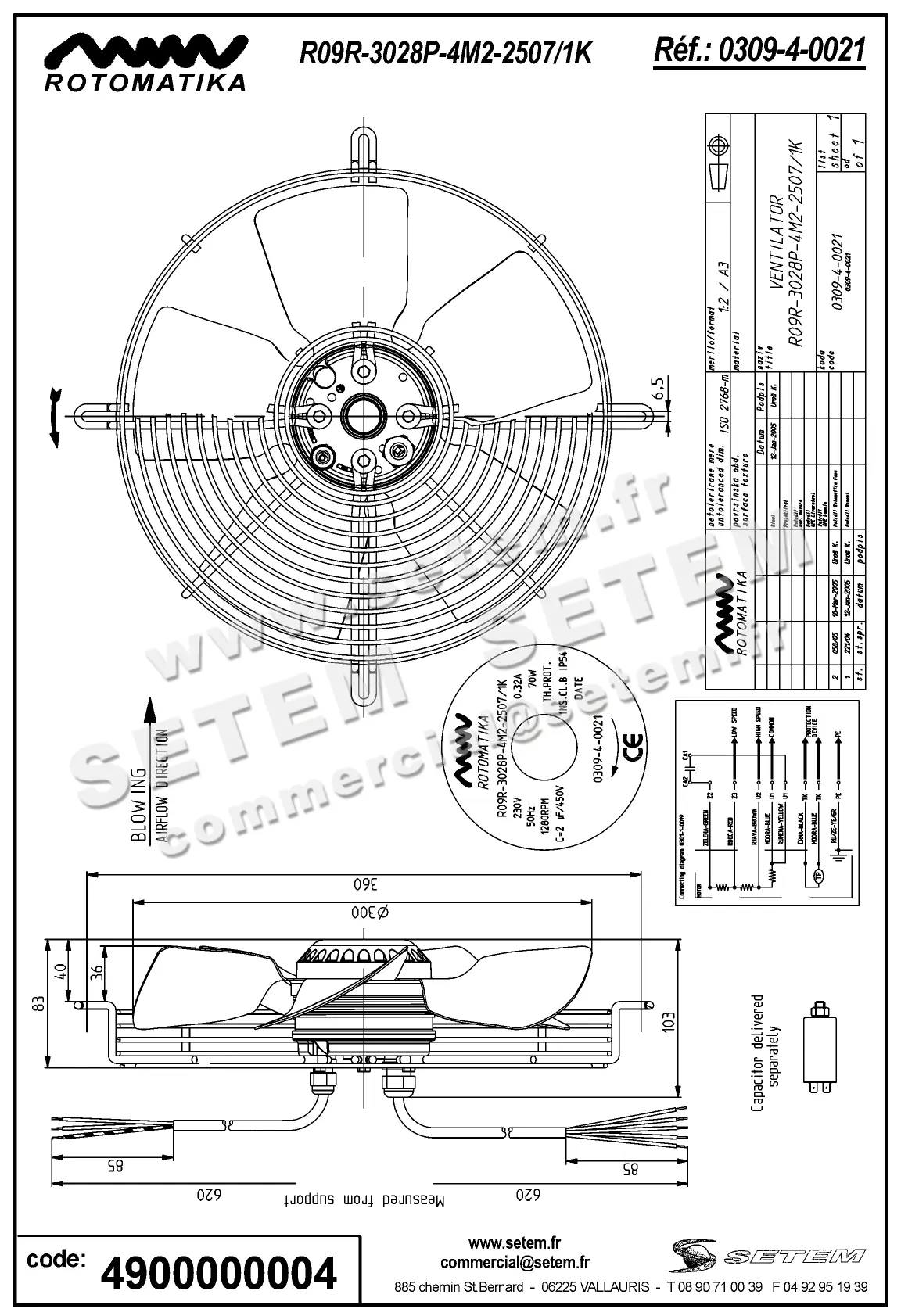 4900000004-VENTILATEUR HF R09R.3028P.4M.2507/1K *0309.4.0021*