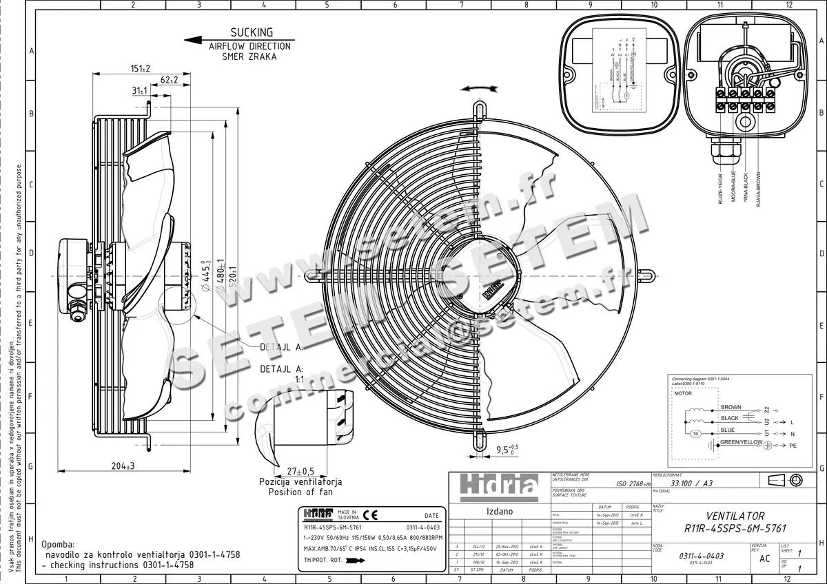 4900000023-VENTILATEUR HF R11R.45SPS.6M.5761 *0311.4.0403* 2