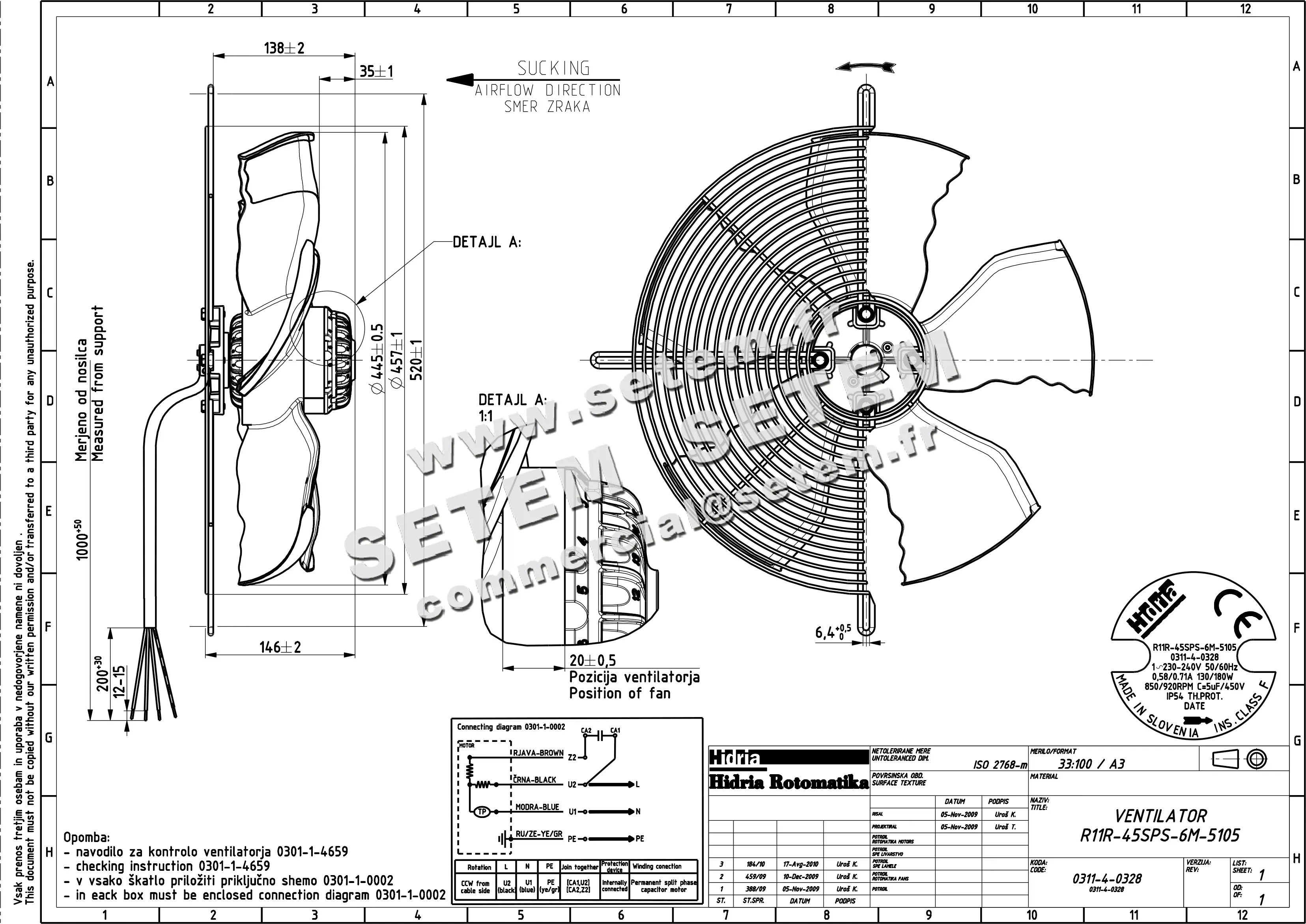 4900000038-VENTILATEUR HF R11R.45SPS.6M.5105 *0311.4.0328*
