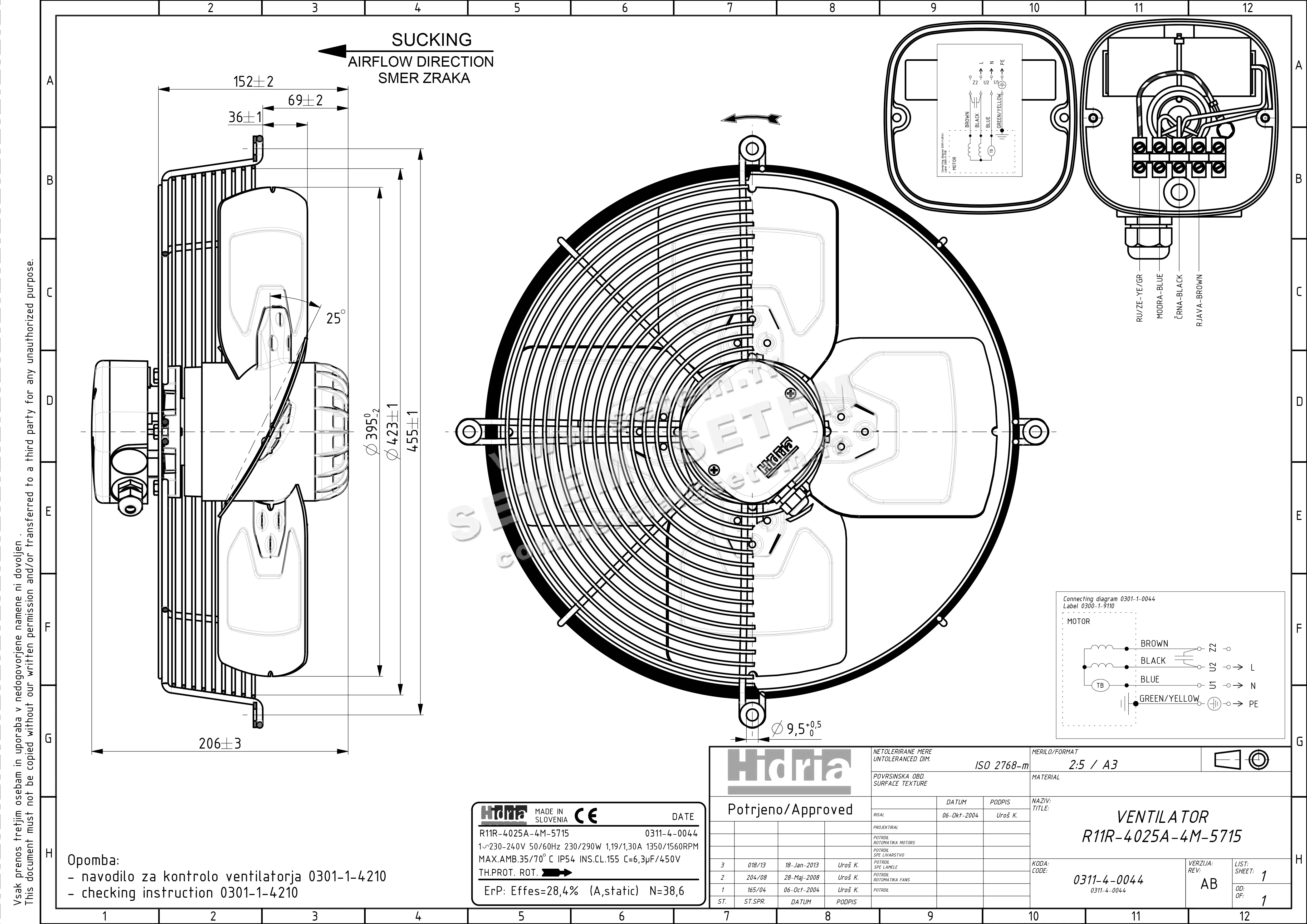 4900000044-VENTILATEUR HF R11R.4025A.4M.5715 *0311.4.0044*
