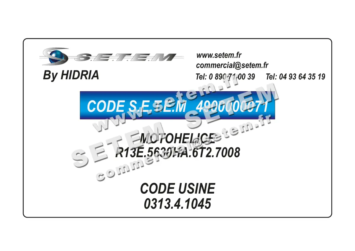 4900000071-MOTOHELICE HF R13E.5630HA.6T2.7008 *0313.4.1045*