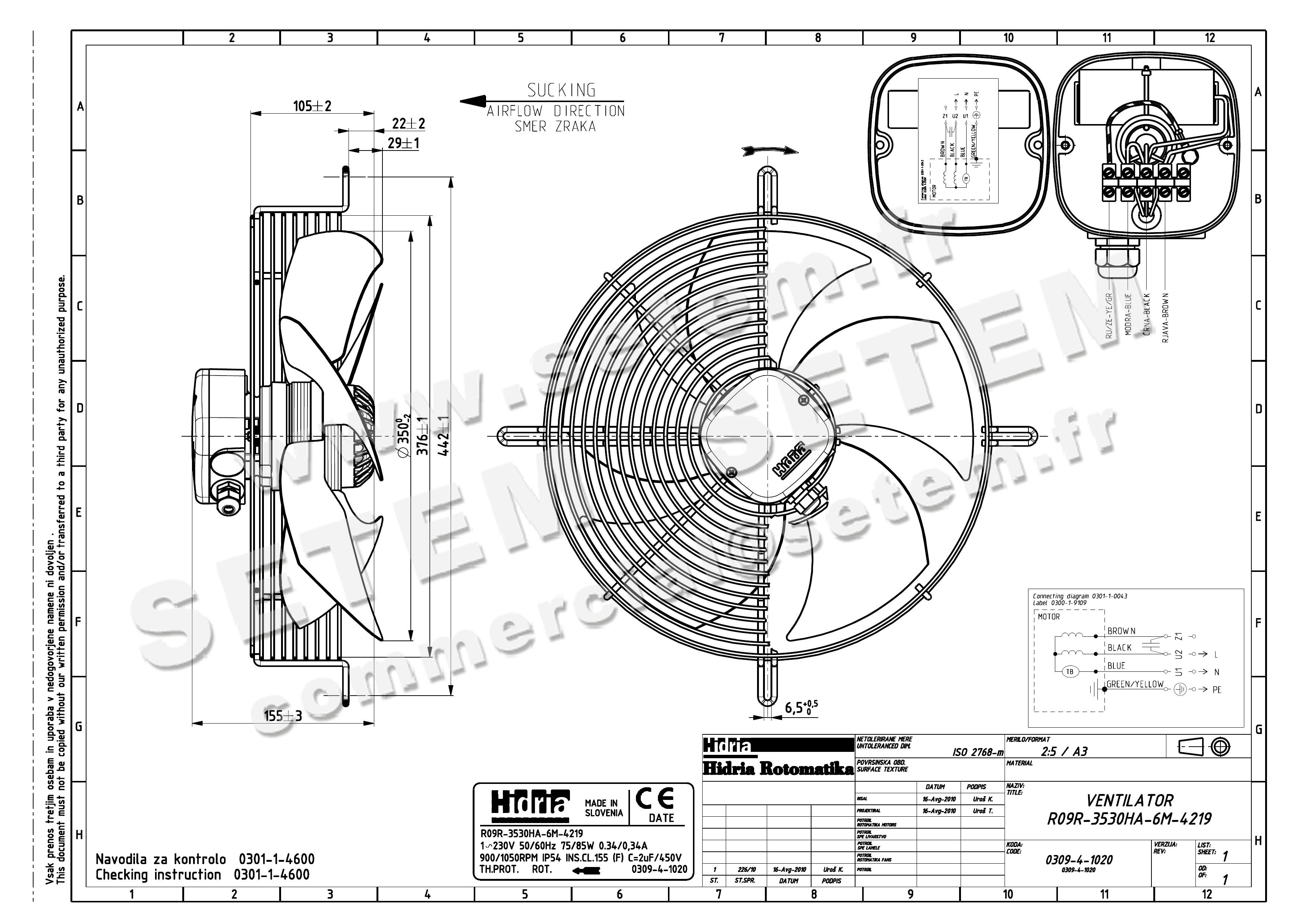 4900000101-VENTILATEUR HF R09R-3530HA-6M-4219 *0309-4-1020*
