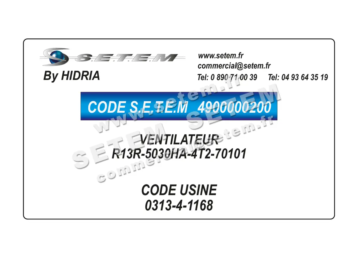 4900000200-VENTILATEUR HF R13R-5030HA-4T2-70101 *0313-4-1168* 2