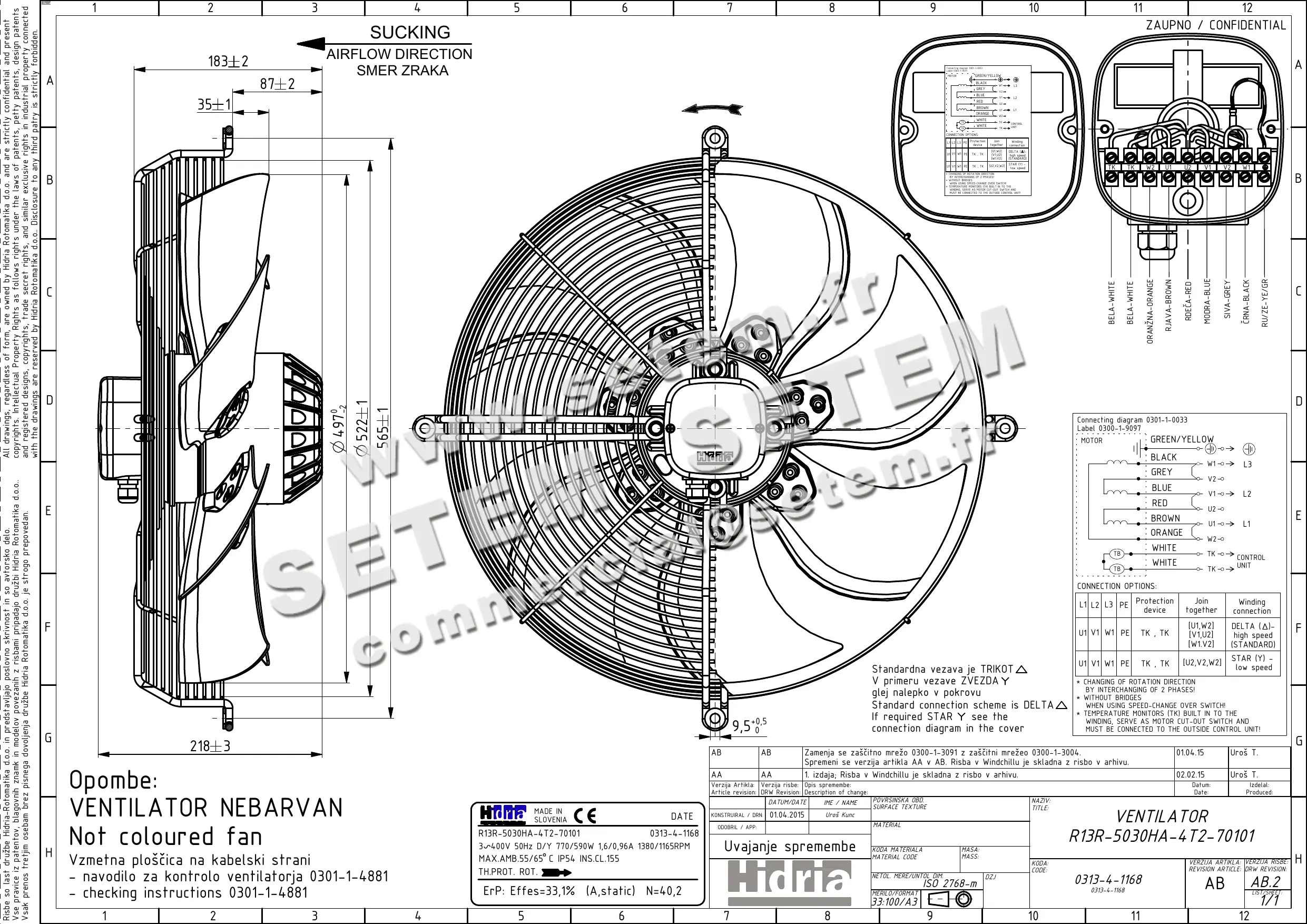 4900000200-VENTILATEUR HF R13R-5030HA-4T2-70101 *0313-4-1168* 2