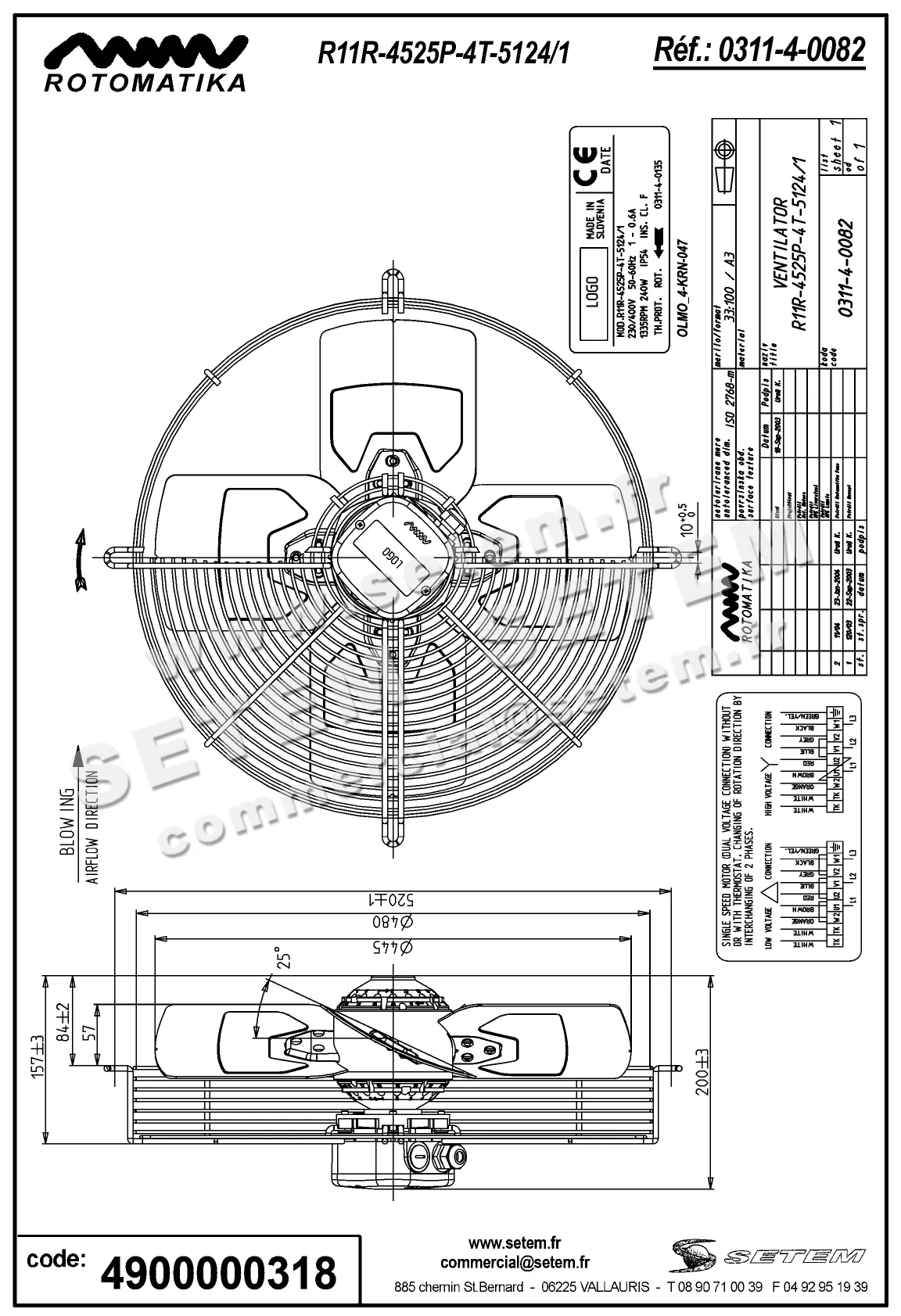 4900000318-VENTILATEUR HF R11R.4525P.4T.5124/1 *0311.4.0082*