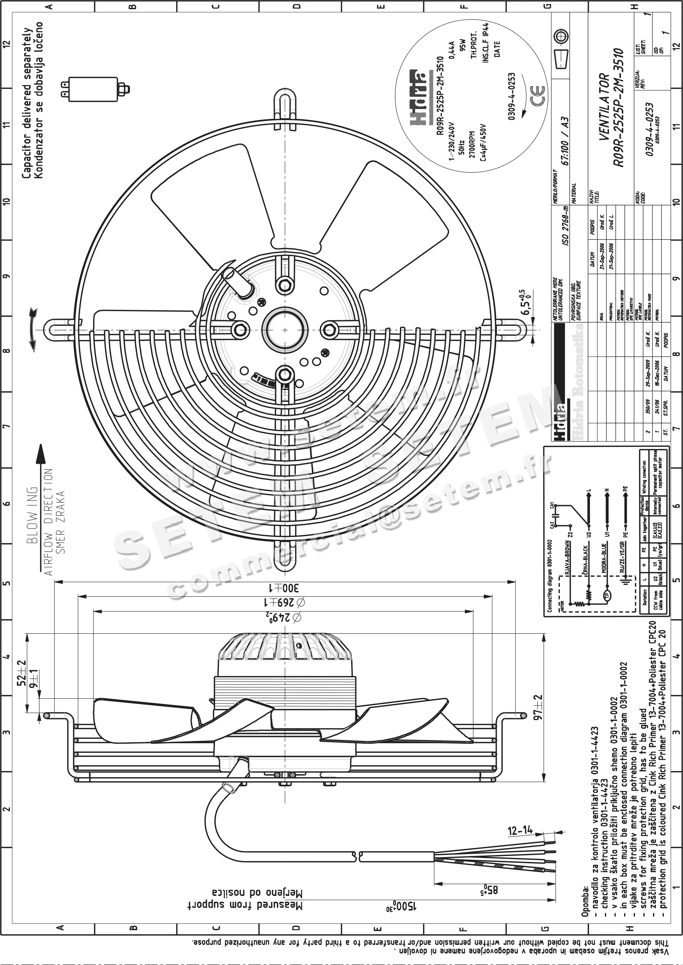 4900000421-VENTILATEUR HF R09P.2525P.2M.3510 *0309.4.0399*