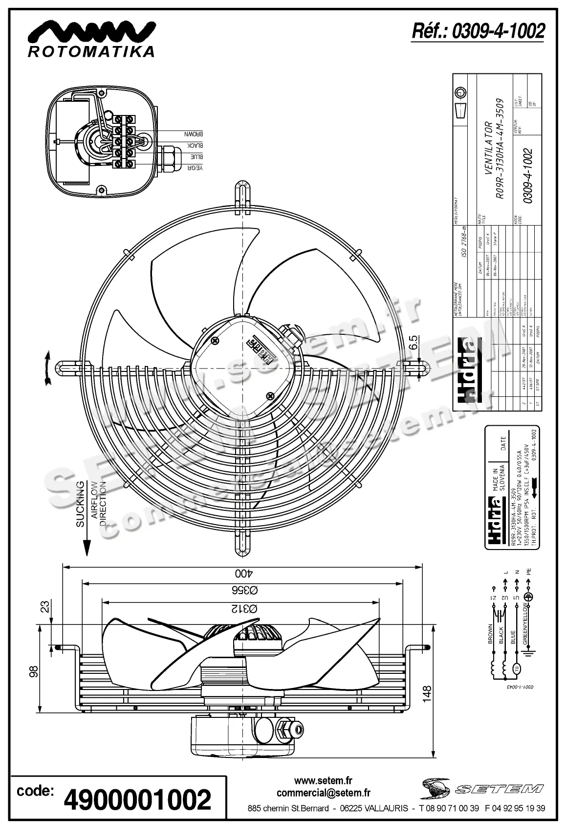 4900001002-VENTILATEUR HF R09R.3130HA.4M.3509 *0309.4.1002* 3