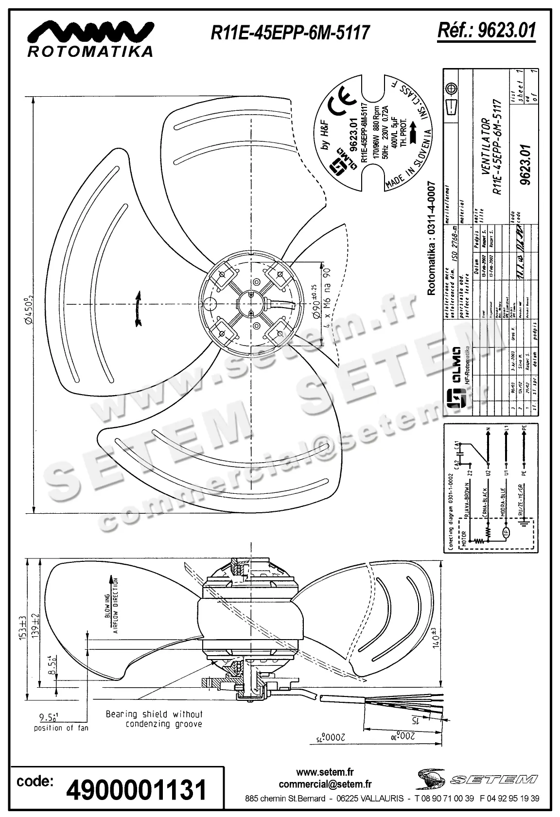 4900001131-MOTOHELICE HF R11E.45EPP.6M.5117 *962301* 2