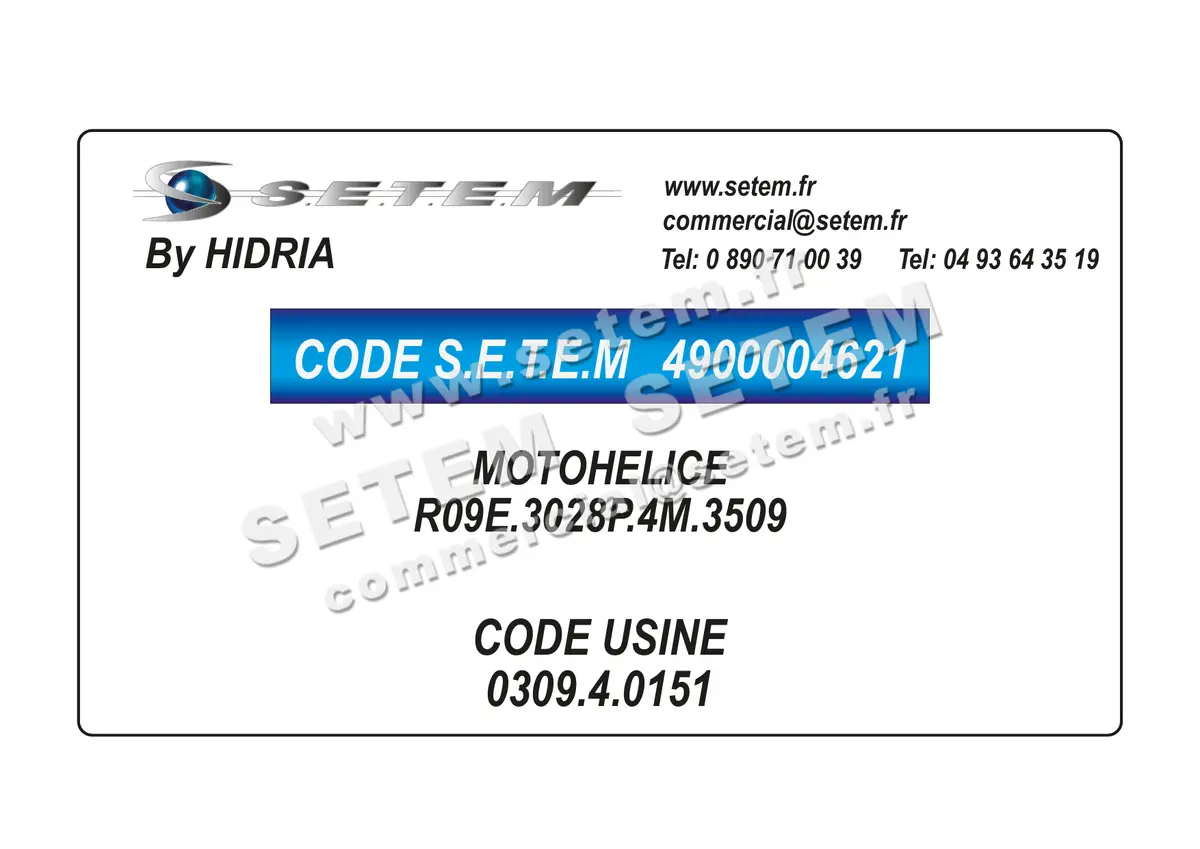 4900004621-MOTOHELICE HF R09E.3028P.4M.3509 *0309.4.0151*