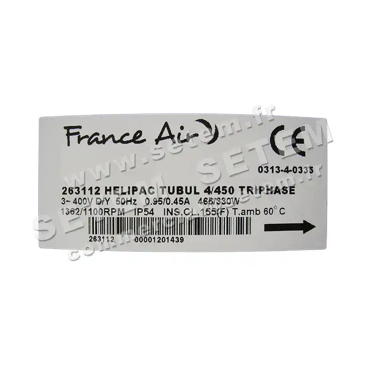 4900004785-VENTILATEUR HF HELIPAC TUBUL 4/450T "0313.4.0335" *263112* 2