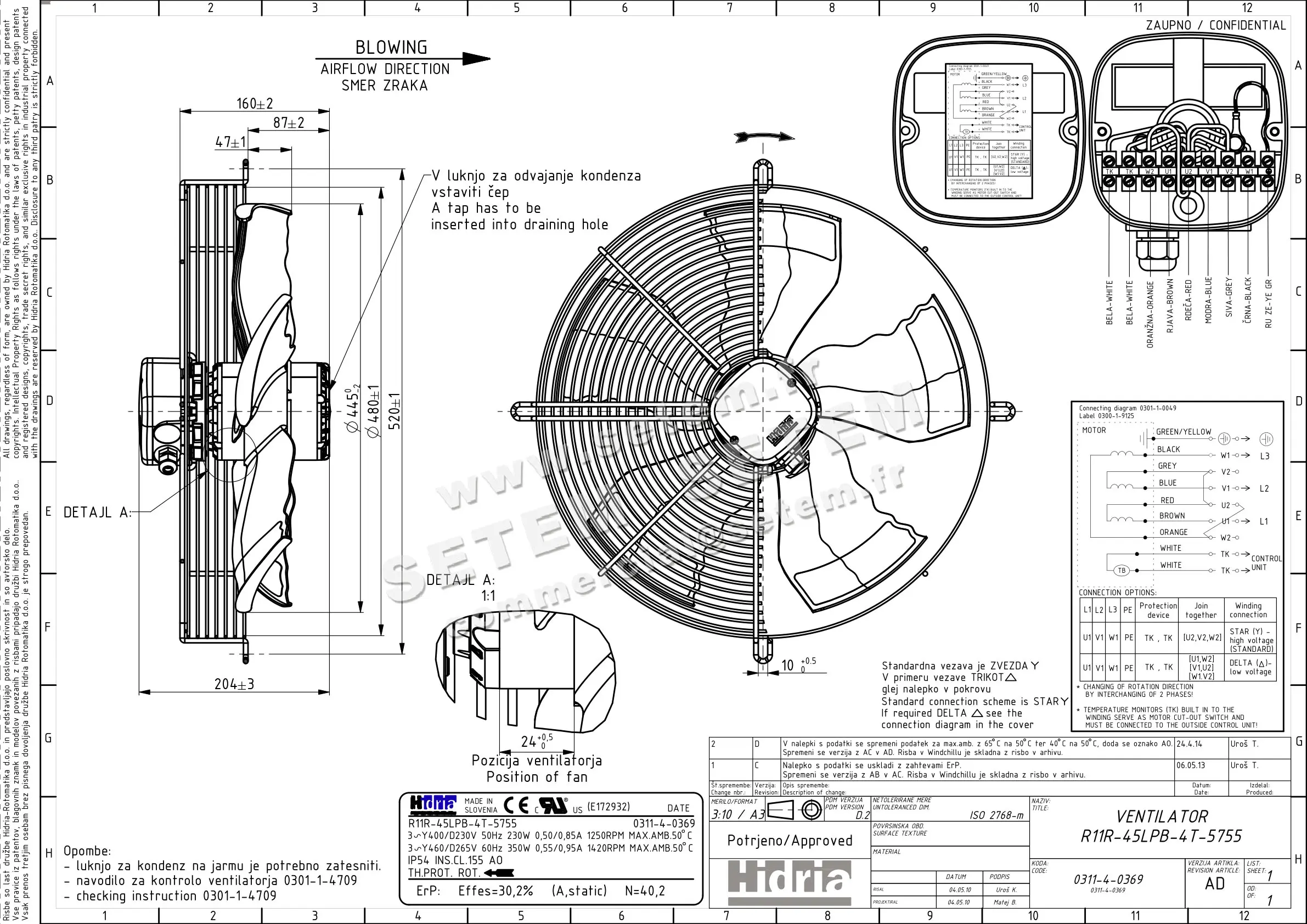 4900005701-VENTILATEUR HIDRIA R11R-45LPB-4T-5755 *0311-4-0369*