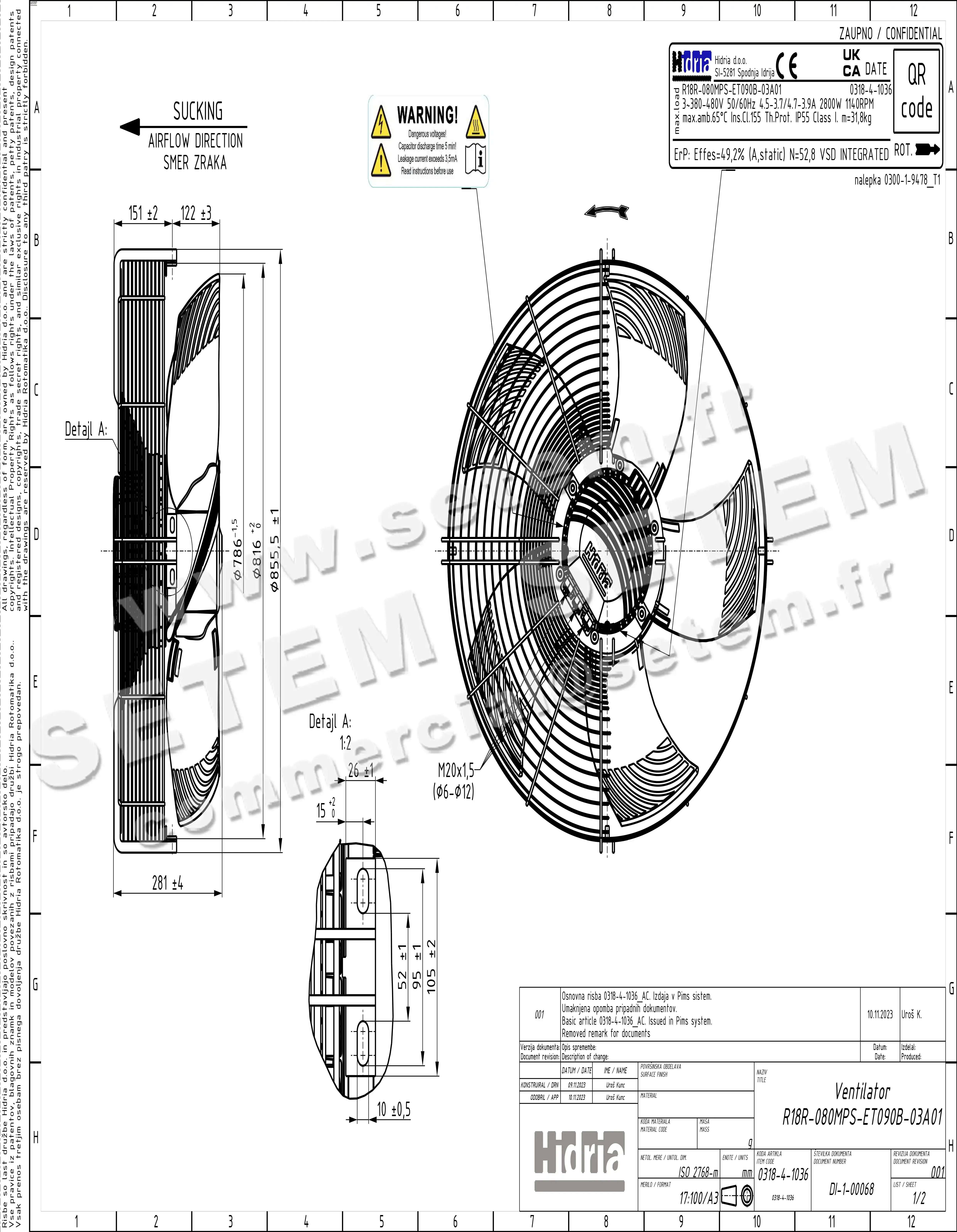 VENTILATEUR R18R-080MPS-ET120B-01A05 *0318-4-1046* 3