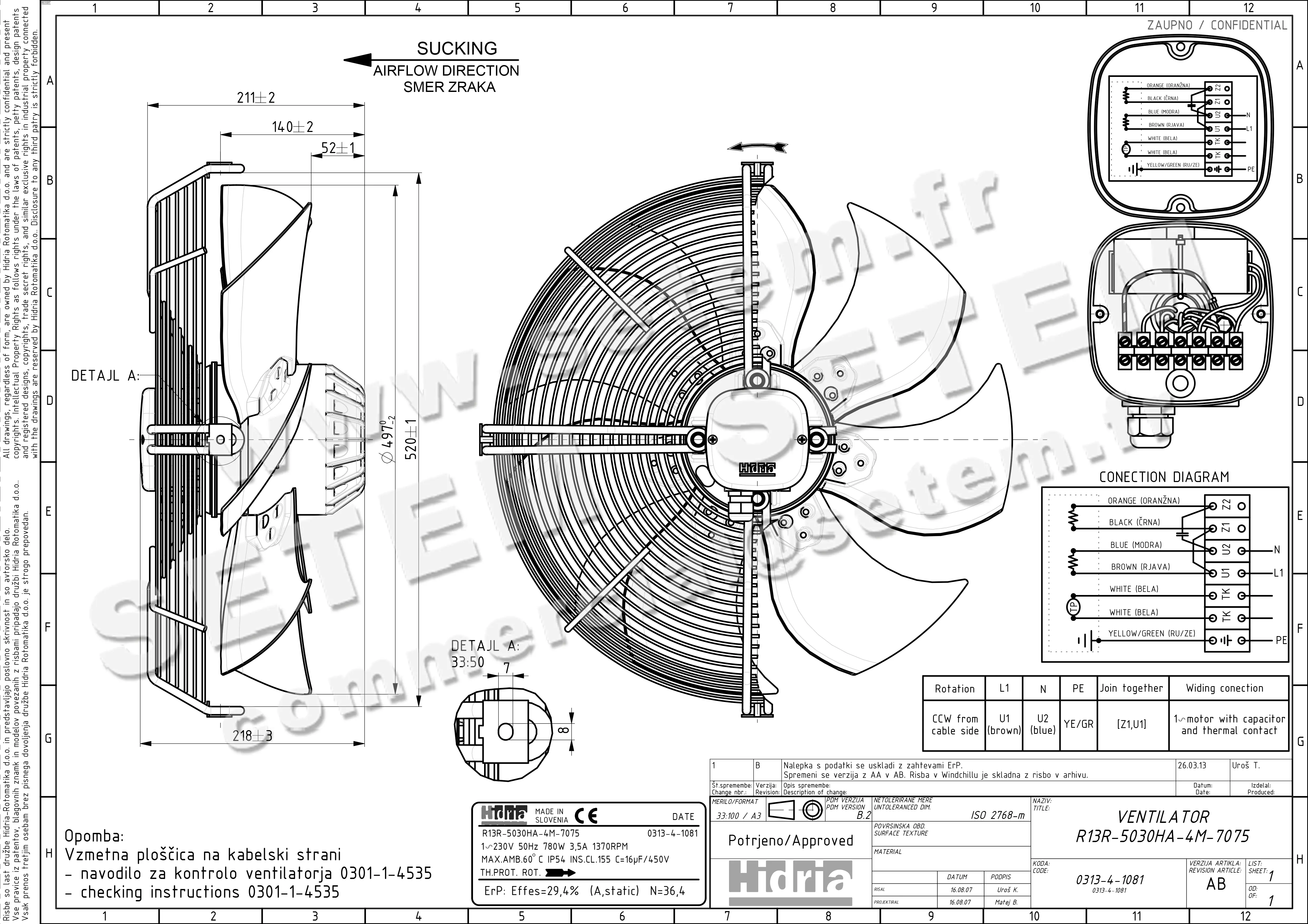 4900007075-VENTILATEUR HF R13R.5030HA.4M.7075 *0313.4.1081*