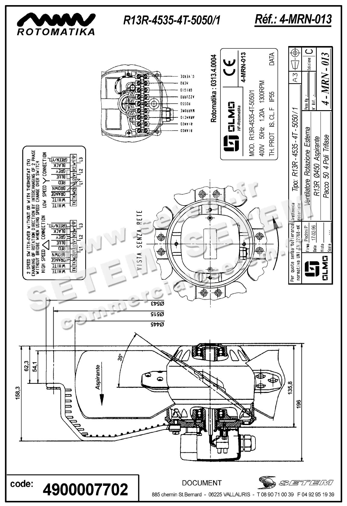 4900007702-VENTILATEUR HF R13R.4535A.4T.5050/1 *4MRN013*