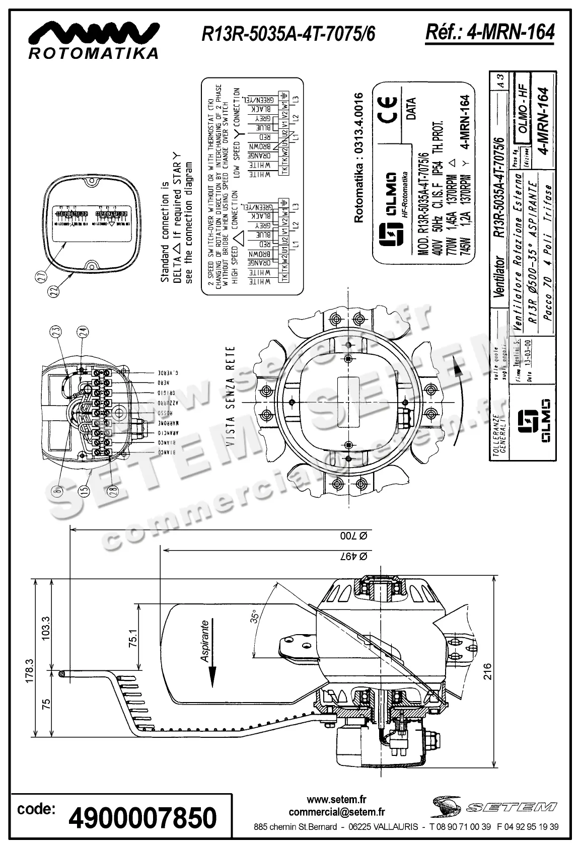 4900007850-VENTILATEUR HF R13R.5035A.4T.7075/6 *4MRN164* 2