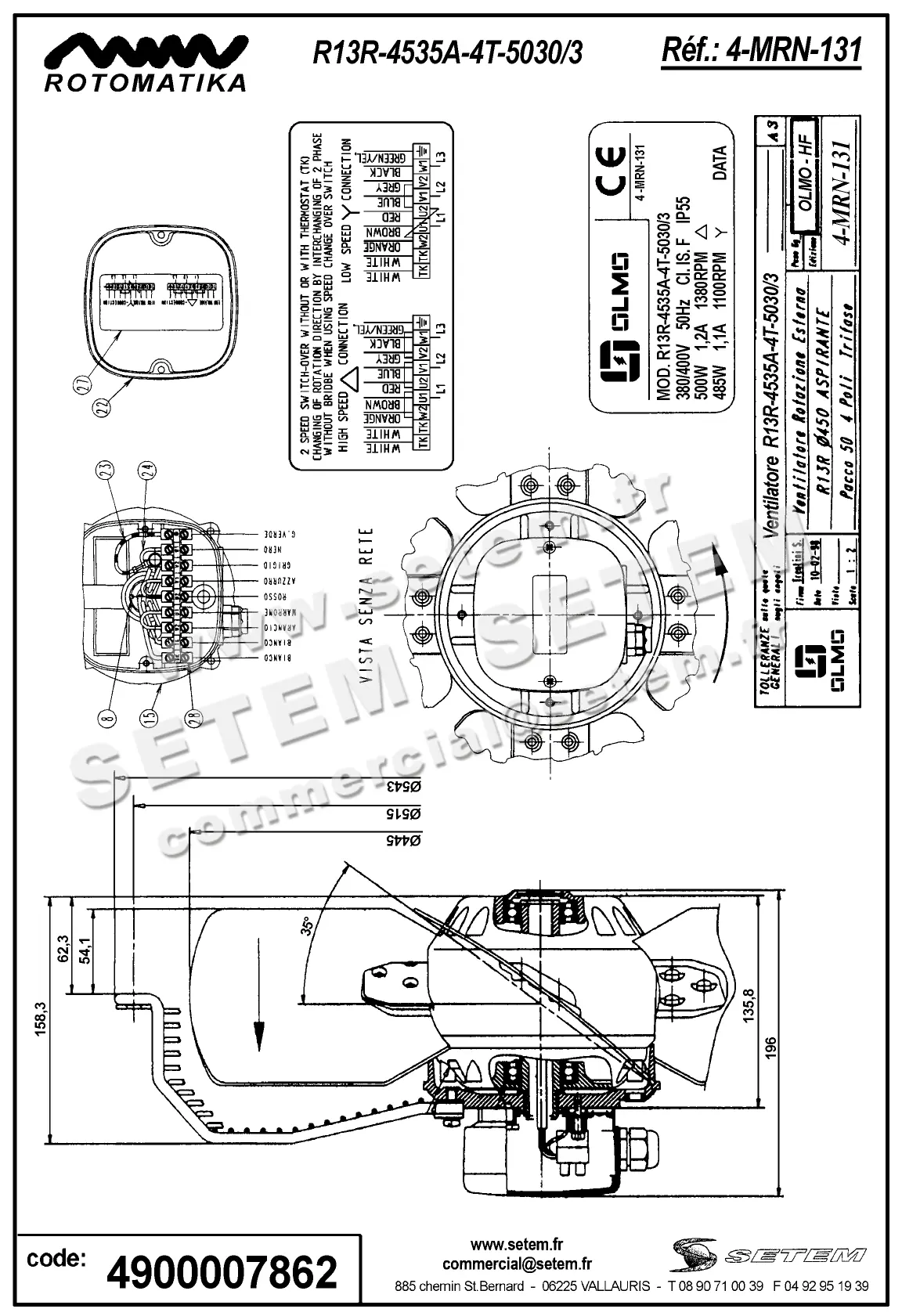 4900007862-VENTILATEUR HF R13R.4535A.4T.5050/3 *4MRN131* 2
