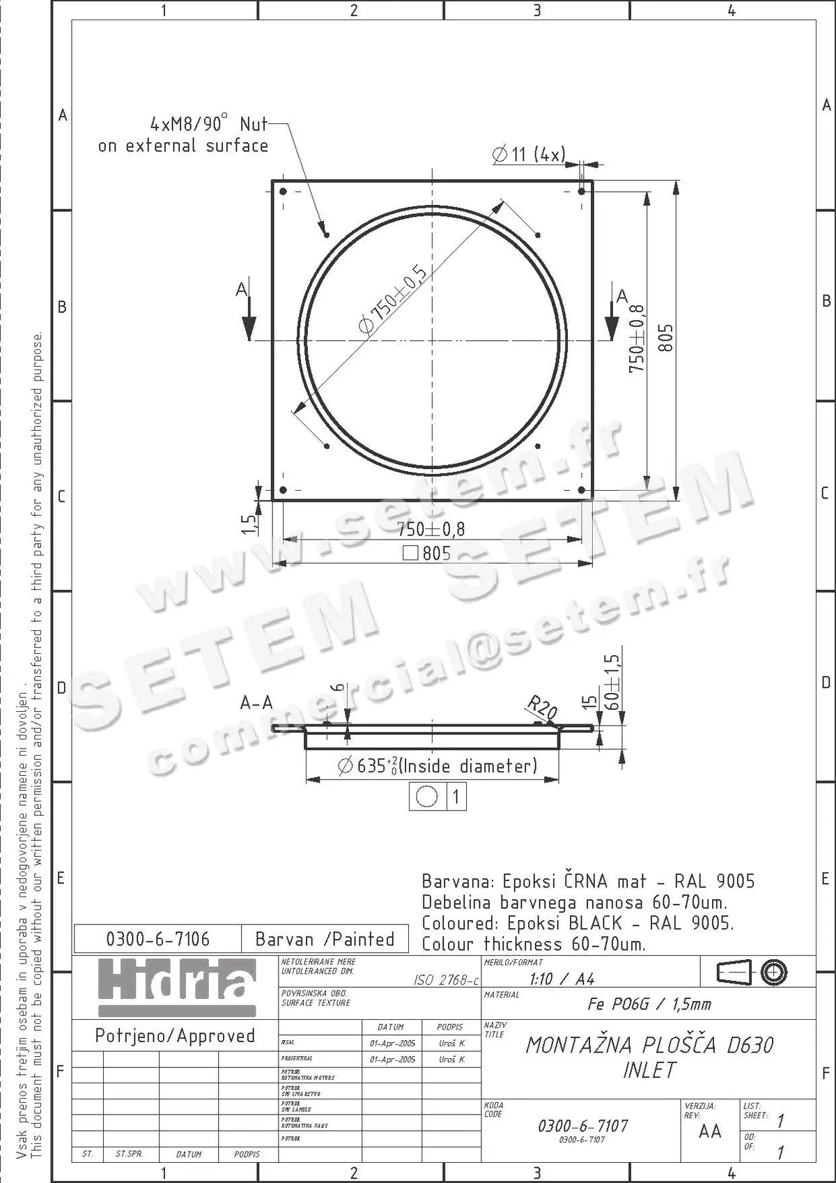 4900009020-EMBASE CARREE HF T630 2