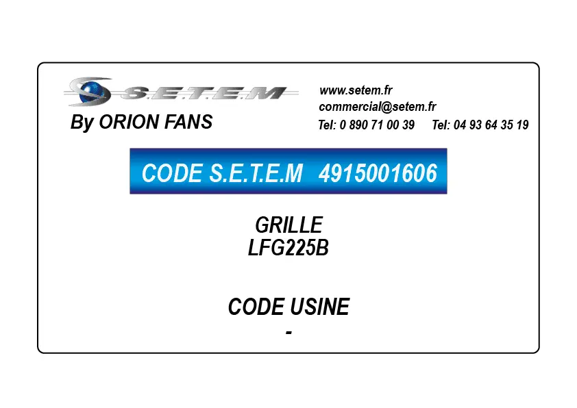 4915001606-GRILLE ORION LFG225B