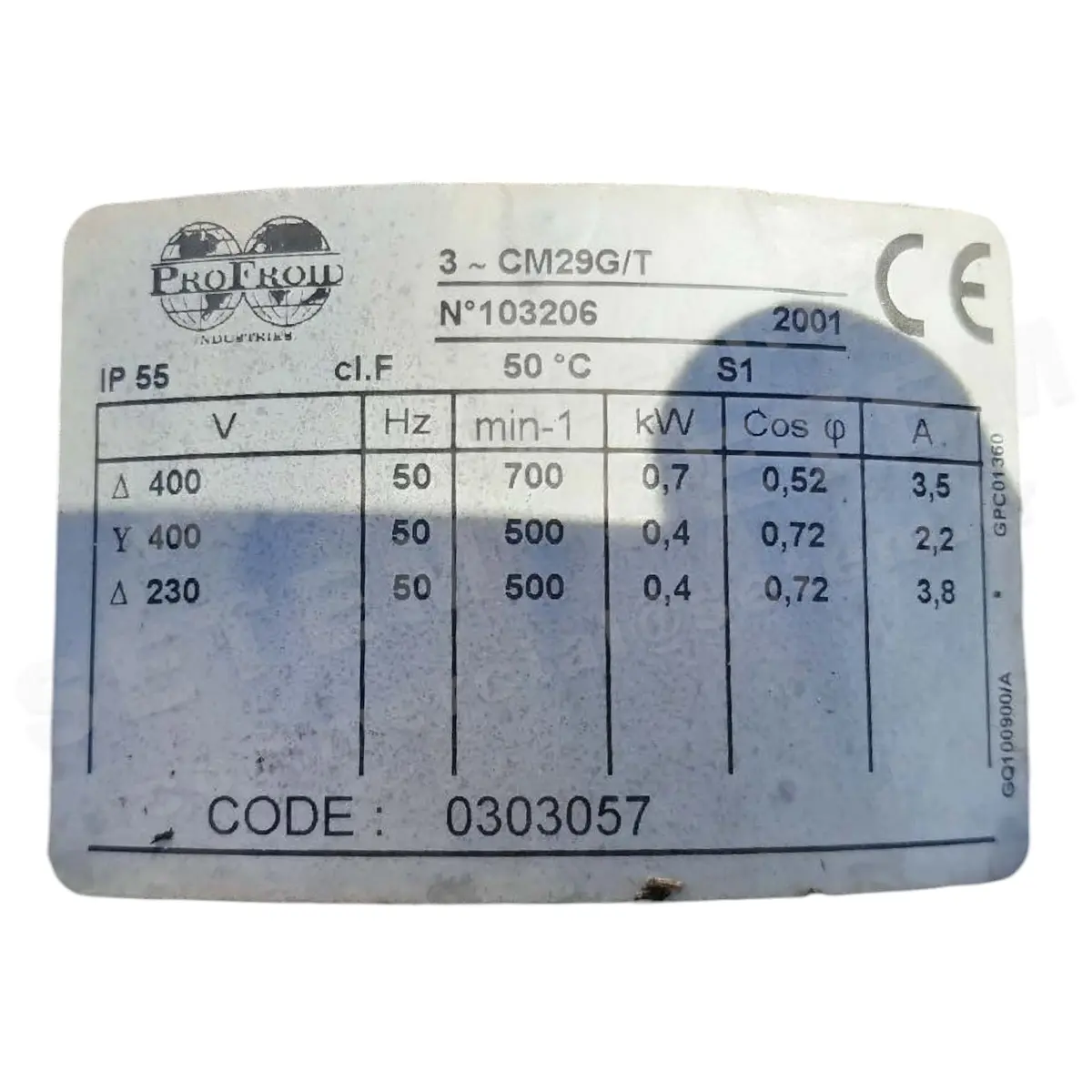 5167000030-MOTEUR PROFROID CM29G/T 700/400W 700/500T T230/400V *0303057*