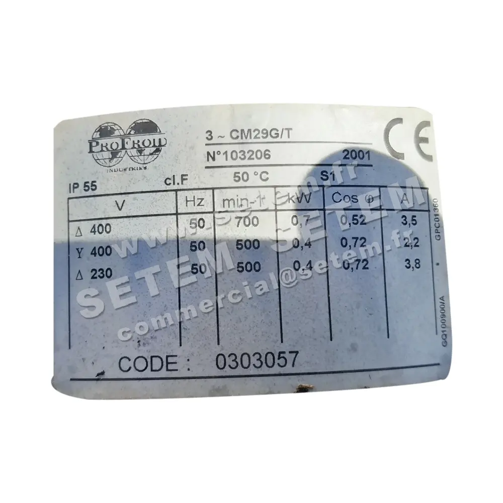 5167000030-MOTEUR PROFROID CM29G/T 700/400W 700/500T T230/400V *0303057* 2