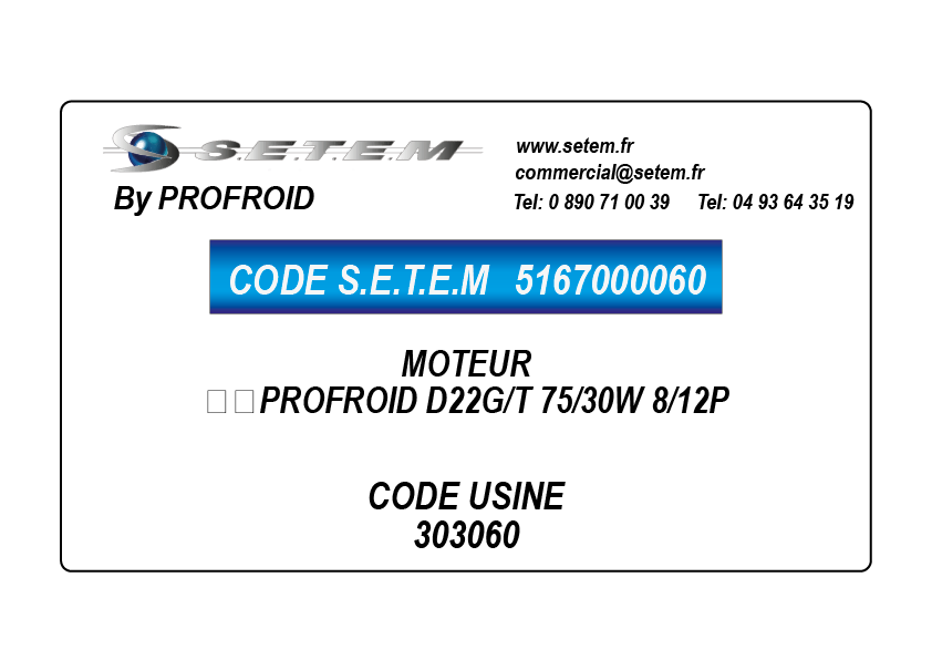 5167000060-MOTEUR ‌‌PROFROID D22G/T 75/30W 8/12P *0303060*