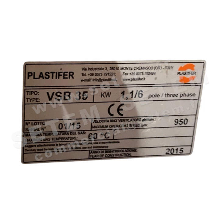 5179001710-VENTILATEUR PLASTIFER VSB35PP 1.10KW 6P T230/400V LG 0°