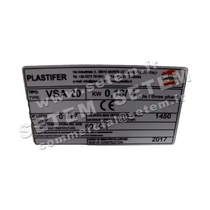 5179003740-VENTILATEUR PLASTIFER VSA20PP LG 0° 0.18KW 4P T230/400V 6