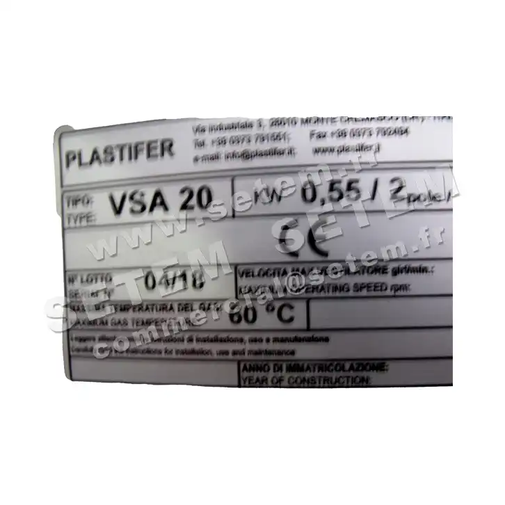 5179003760-VENTILATEUR PLASTIFER VSA20PP LG 0° 0.55KW 2P T230/400V 5