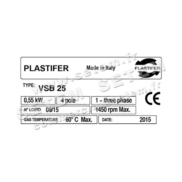 5179008290-VENTILATEUR PLASTIFER VSB25 LG 0° 0.55KW 4P T230/400V 3