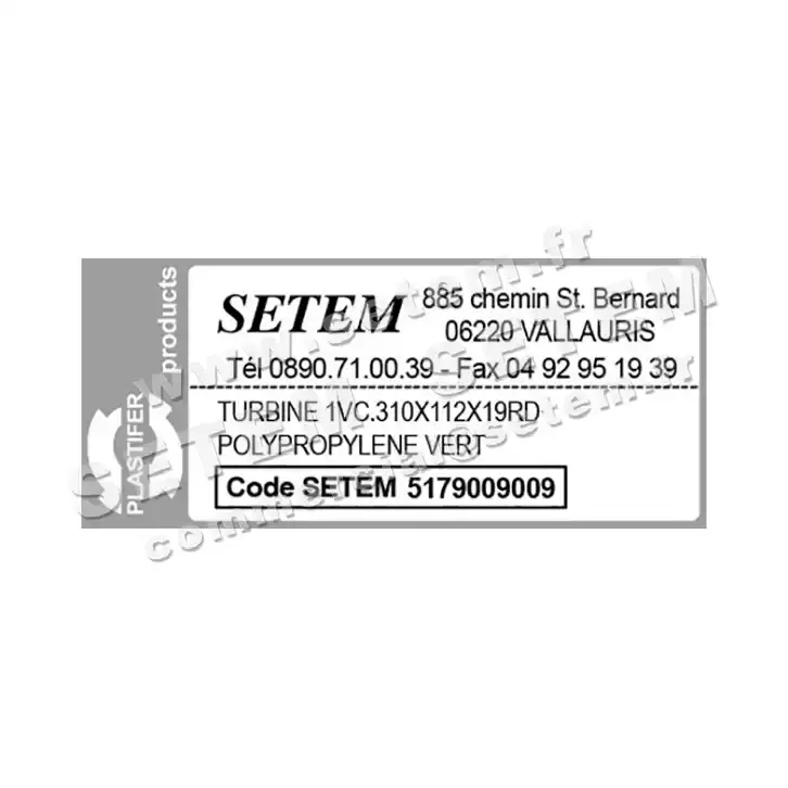 5179009009-TURBINE PLASTIFER 1VC.310X112X19RD POLYPROPYLENE VERT 3