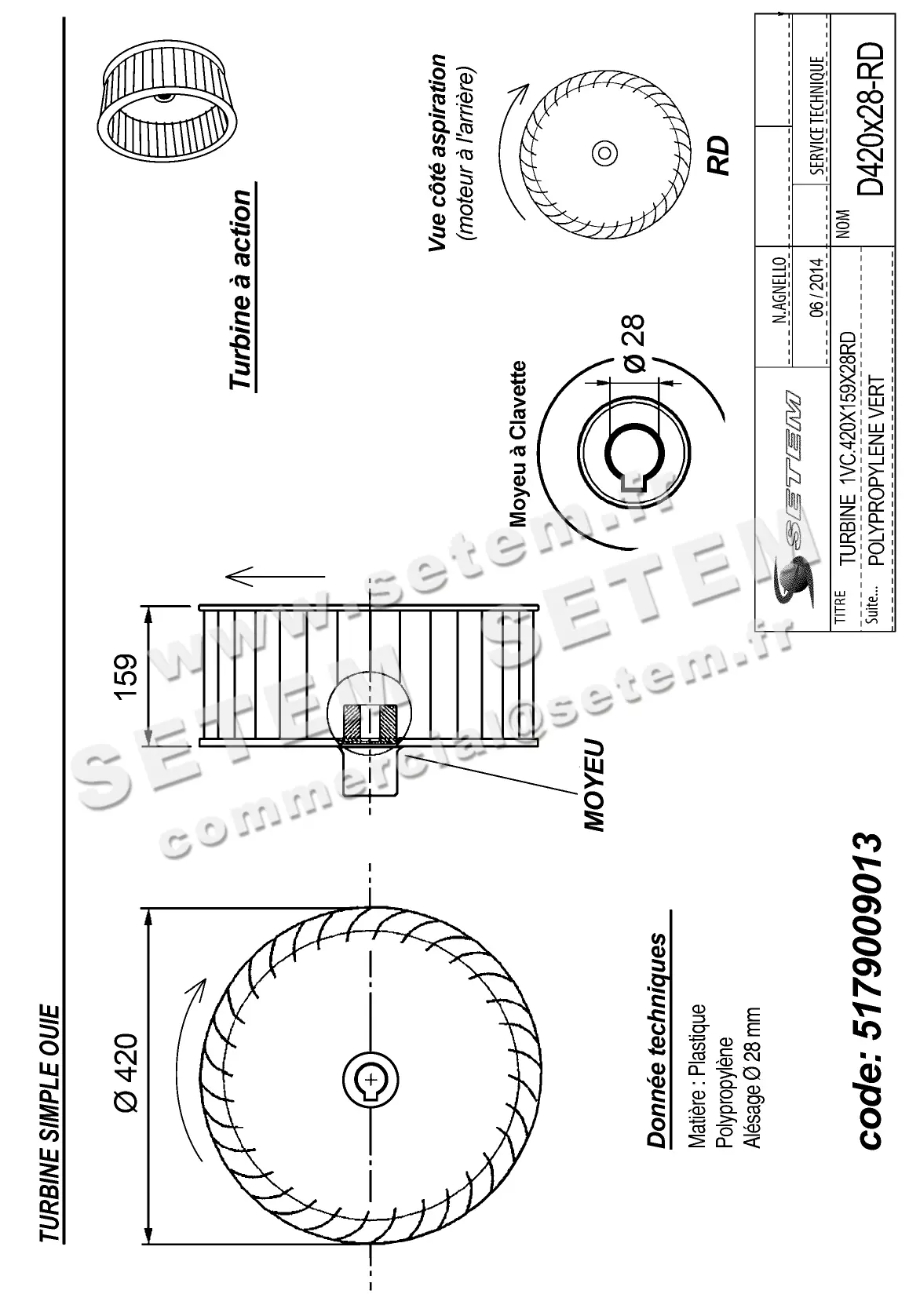 5179009013-TURBINE PLASTIFER 1VC.420X159X28RD POLYPROPYLENE VERT 2