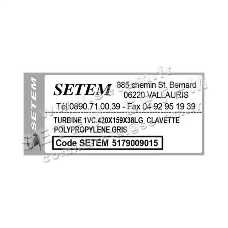 5179009015-TURBINE PLASTIFER 1VC.420X159X38LG POLYPROPYLENE GRIS 3