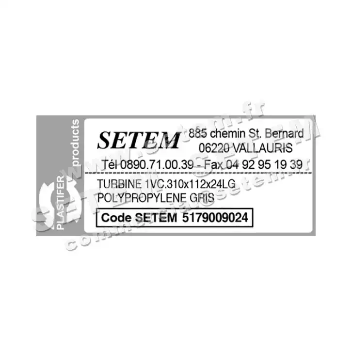 5179009024-TURBINE PLASTIFER 1VC.310X112X24LG POLYPROPYLENE GRIS 3