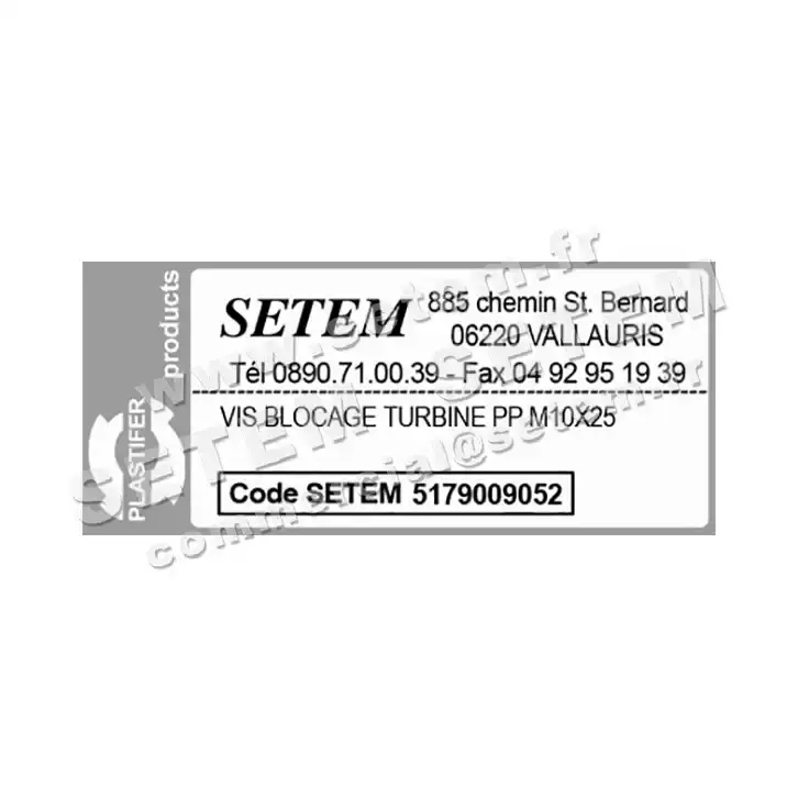5179009052-VIS BLOCAGE TURBINE PLASTIFER PP M10X25 VIS ACC ZIN TETE PP 3