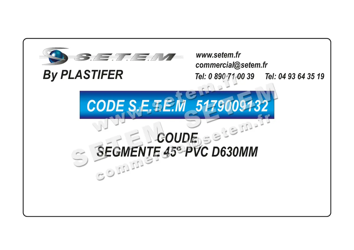 5179009132-COUDE SEGMENTE 45° PVC D630MM PLASTIFER