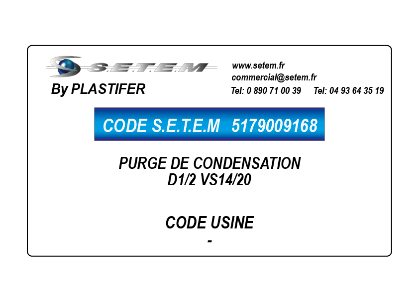 5179009168-PURGE DE CONDENSATION D1/2 "VS14/20 PLASTIFER"