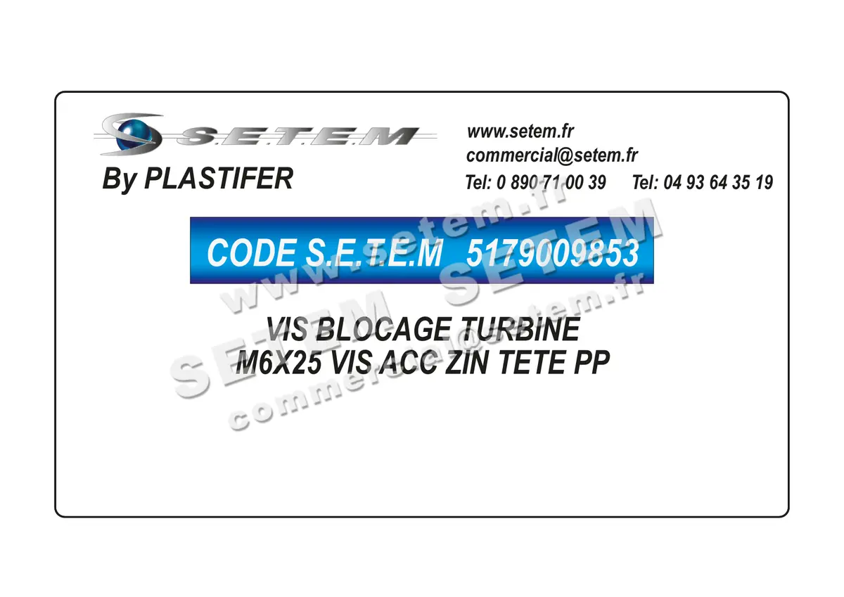 5179009853-VIS BLOCAGE TURBINE PLASTIFER M6X25 VIS ACC ZIN TETE PP 3