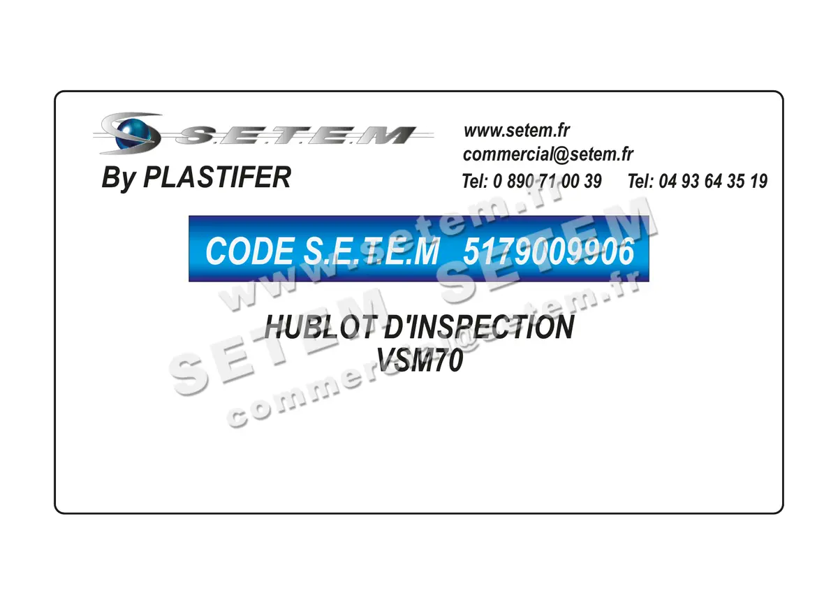 5179009906-HUBLOT D'INSPECTION VSM70 PLASTIFER