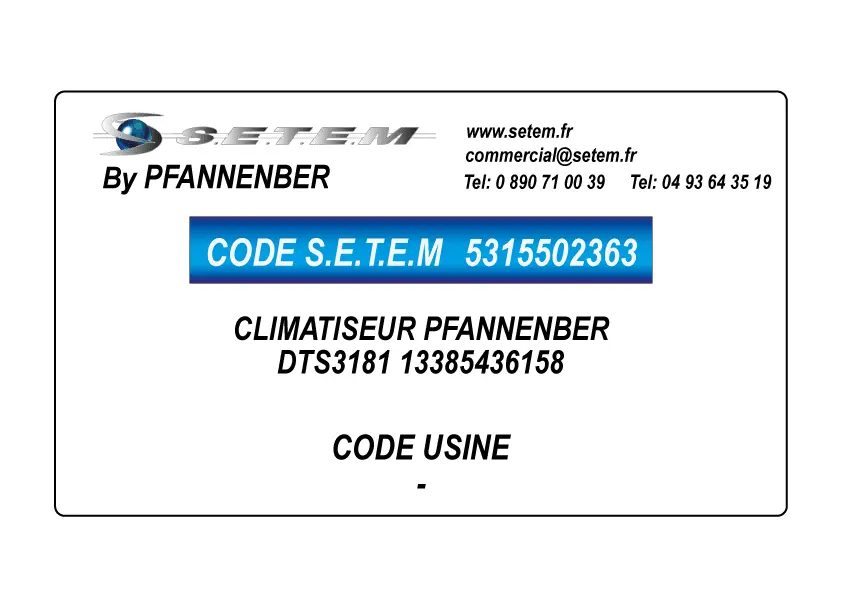5315502363-CLIMATISEUR DTS3181 PFANNENBER 13385436158