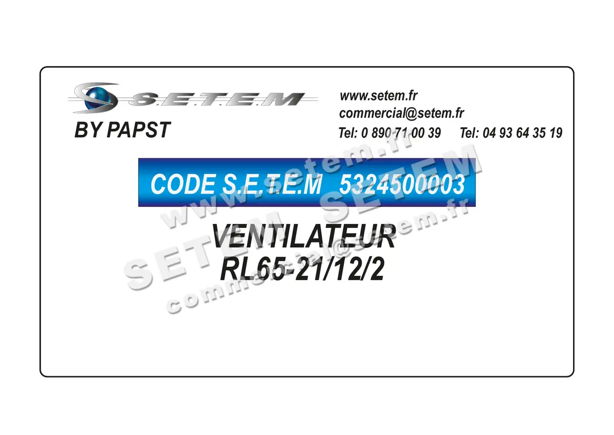 5324500003-VENTILATEUR PAPST RL65-21/12/2