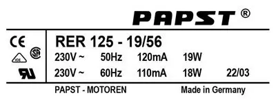 5324504874-VENTILATEUR PAPST RER125-19/56 3