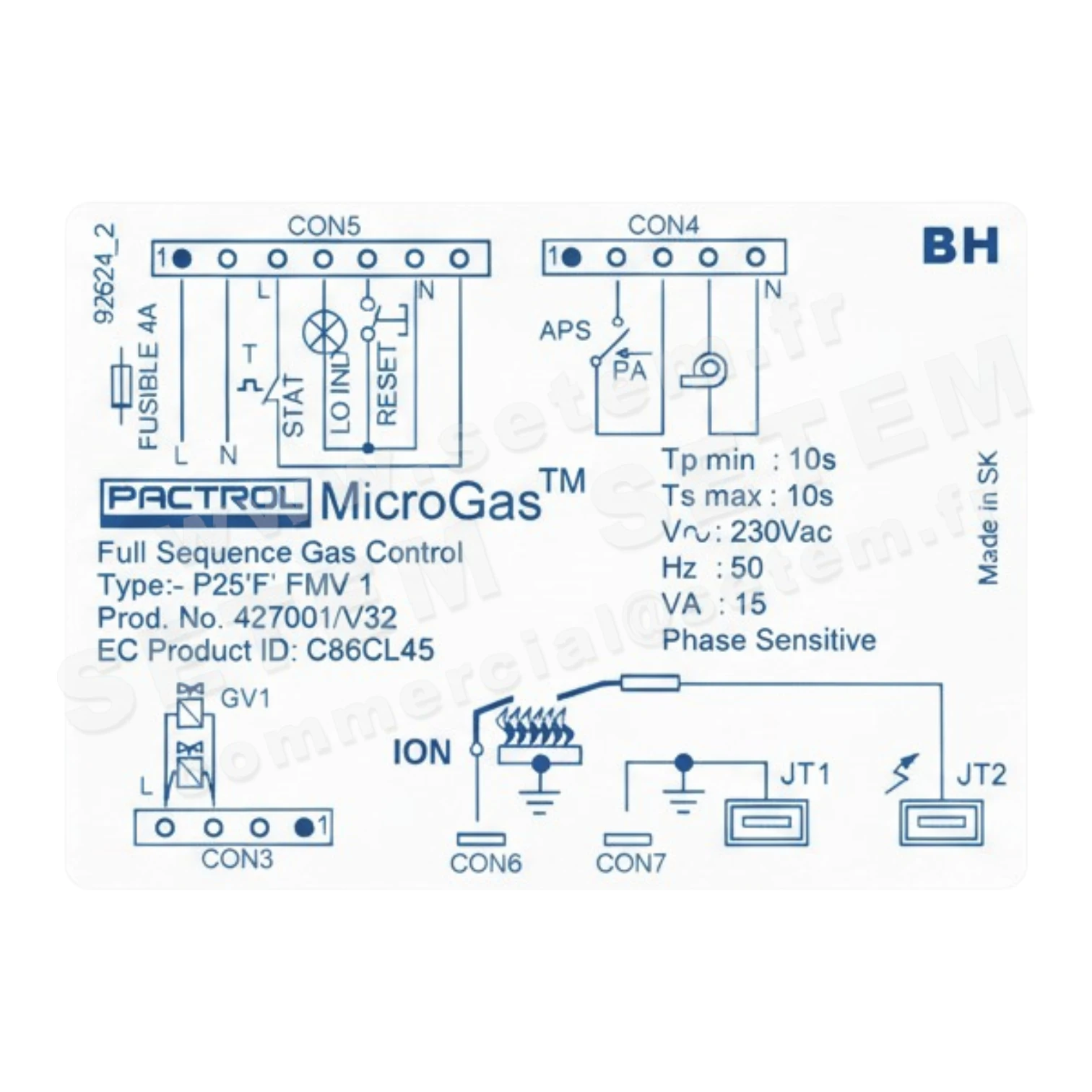 MODULE DE CONTROLE MICROGAS P25'F' FMV1 *C86CL45* 2