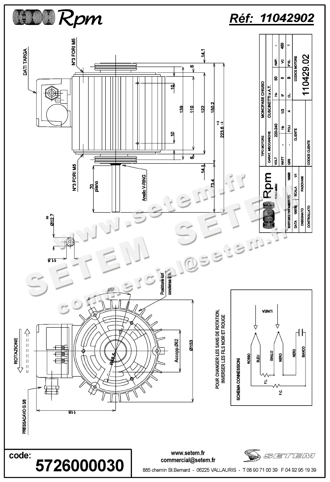 5726000030-MOTEUR RPM 11042902 "RSB4250H" 2