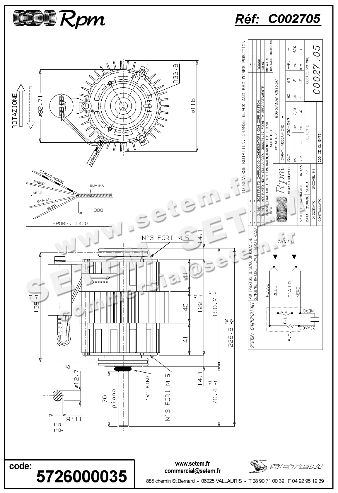 5726000035-MOTEUR RPM C002705 "RP4180H" 2
