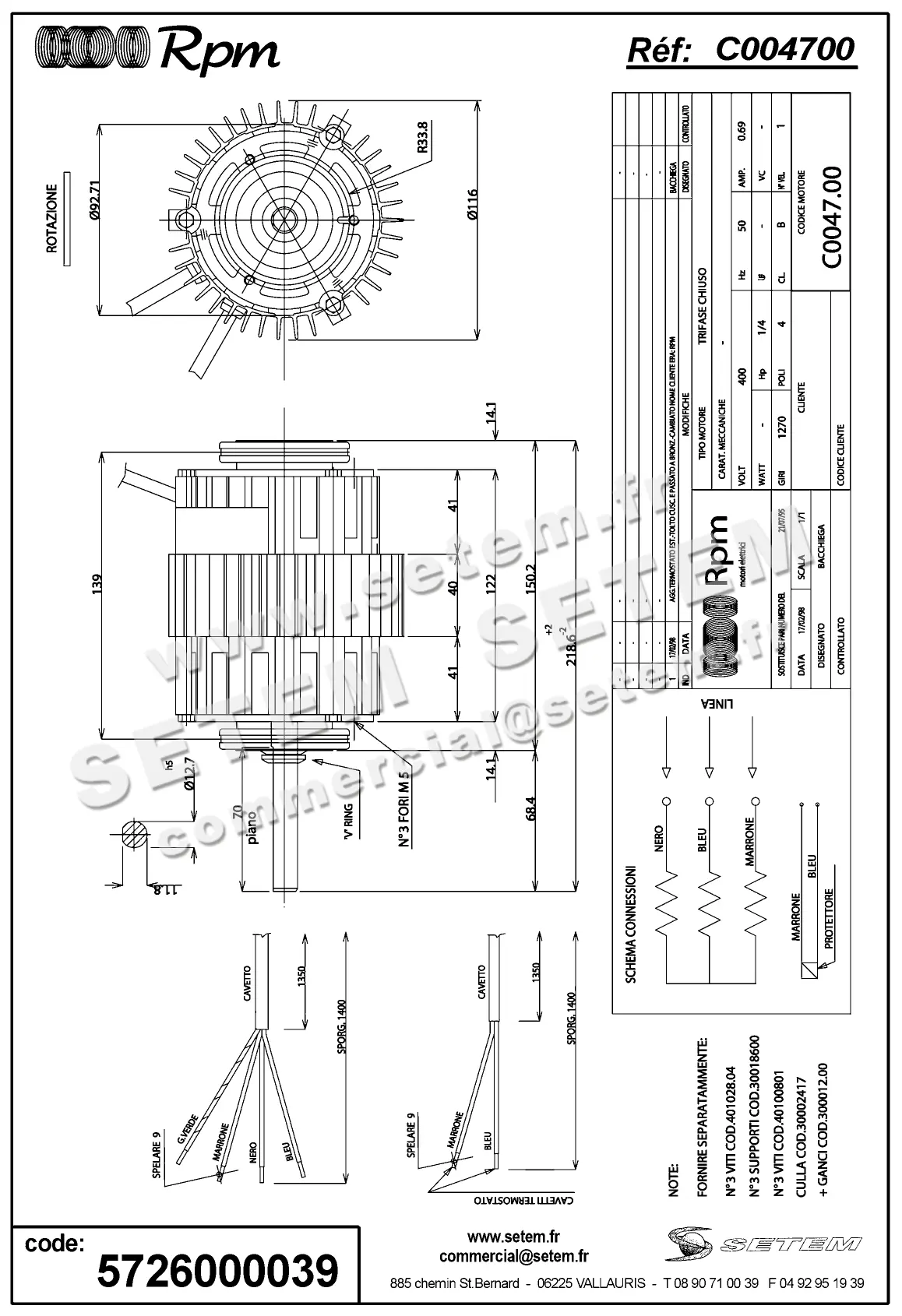 5726000039-MOTEUR RPM C004700 "RP4180T" 2