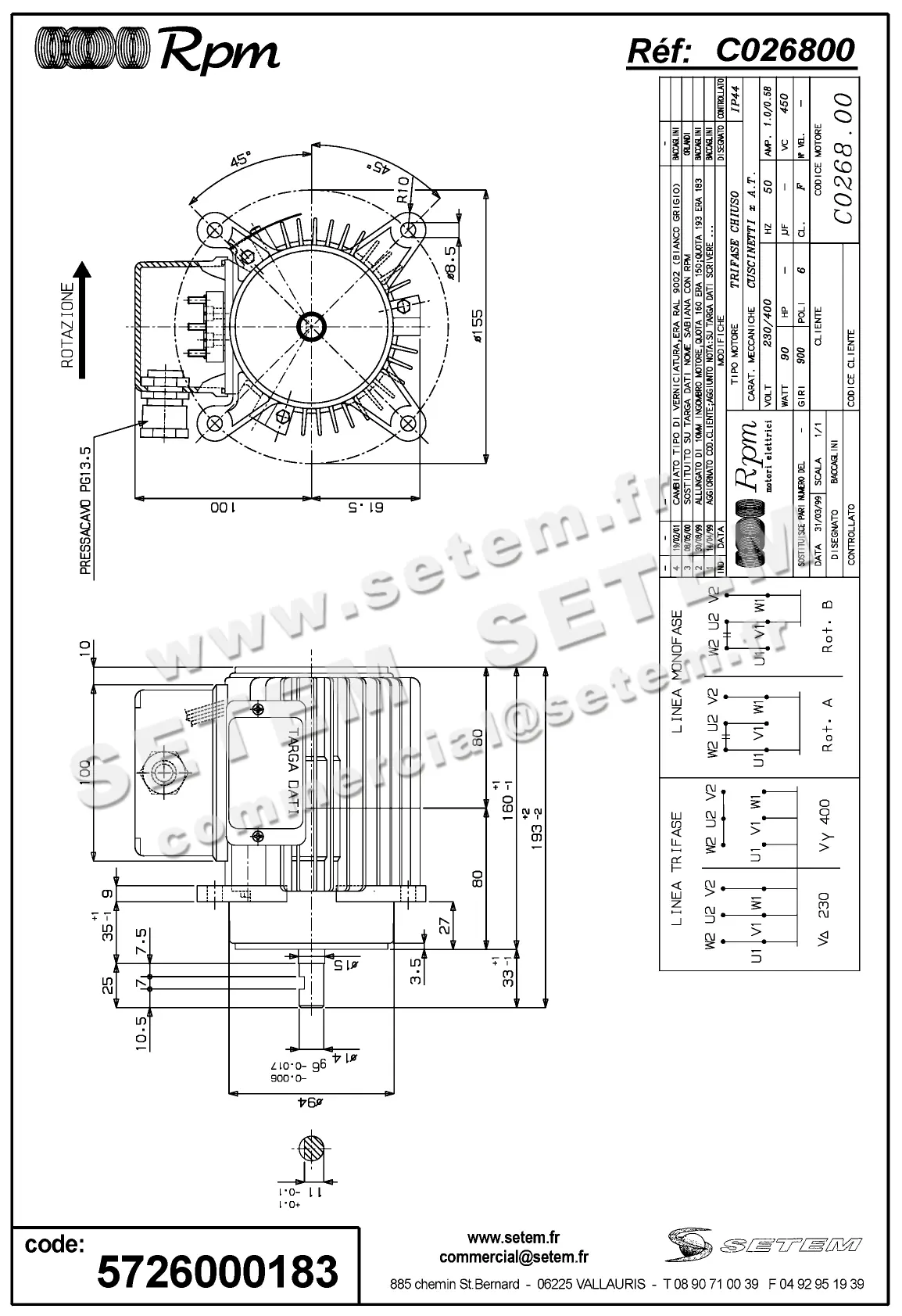 5726000183-MOTEUR RPM C026800 6AH3 "3051056" 3